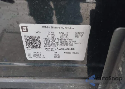 2020 Chevrolet Traverse Fwd Lt Cloth from USA, damaged, VIN 1GNERGKW5LJ311189